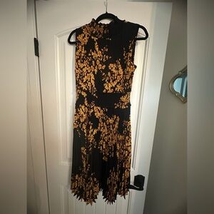 Nanette Lepore Black and Gold Floral Midi Dress